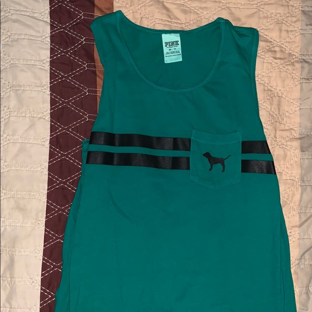 VS PINK green tank top